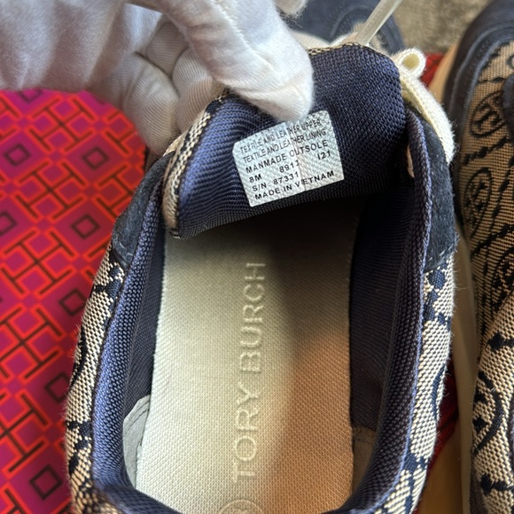 🤩Tory Burch Women's T Monogram Good Luck Trainer Sneakers size #8 like new - Picture 9 of 16